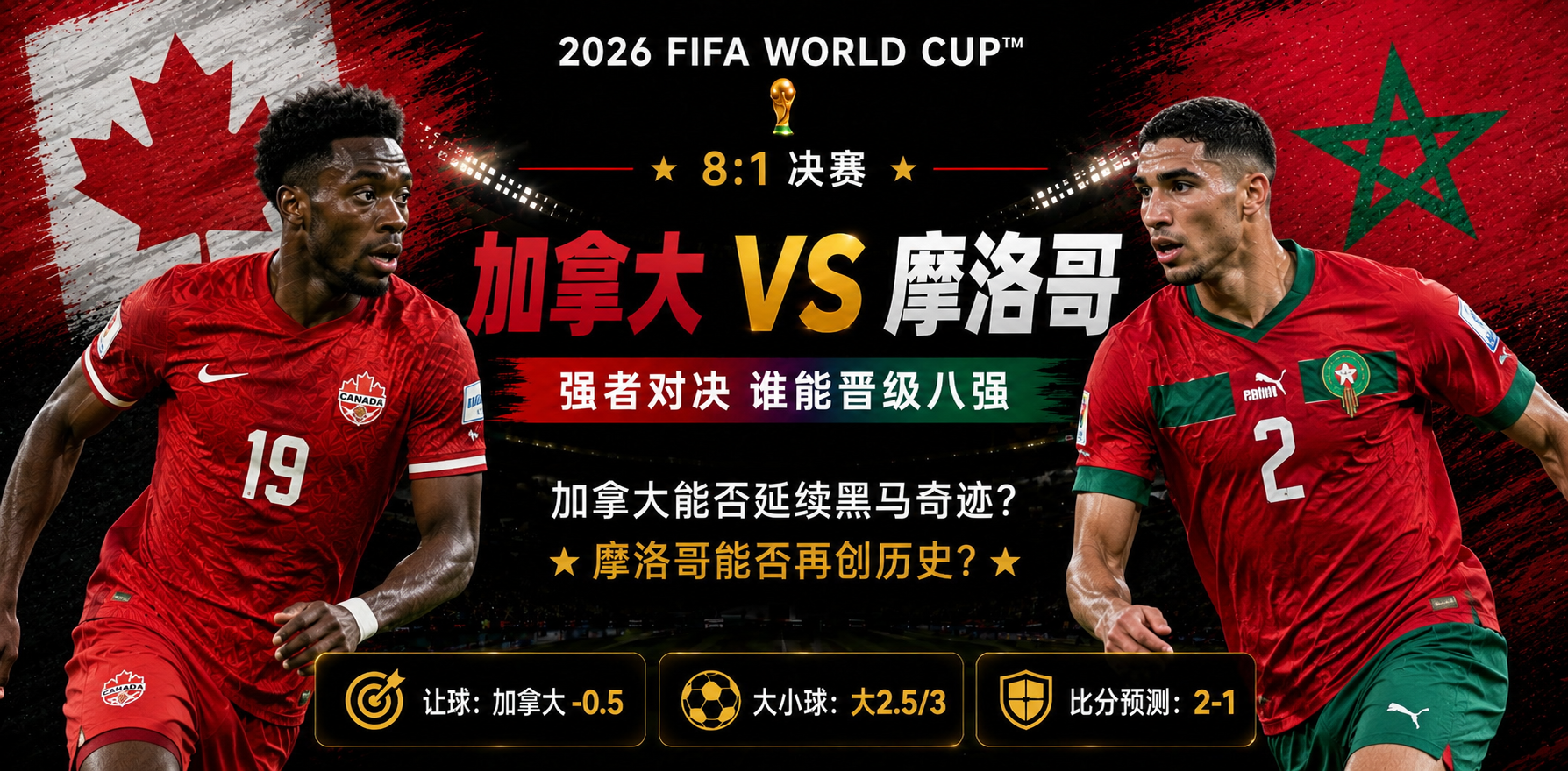美加墨世界杯决赛前瞻：加拿大 vs 摩洛哥，东道主借天时地利，硬碰阿特拉斯雄狮