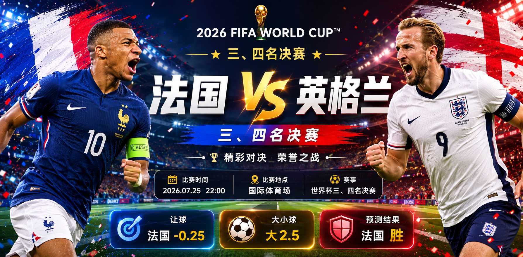 美加墨世界杯三、四名决赛前瞻：法国迎战英格兰，欧洲豪门对决谁能摘铜
