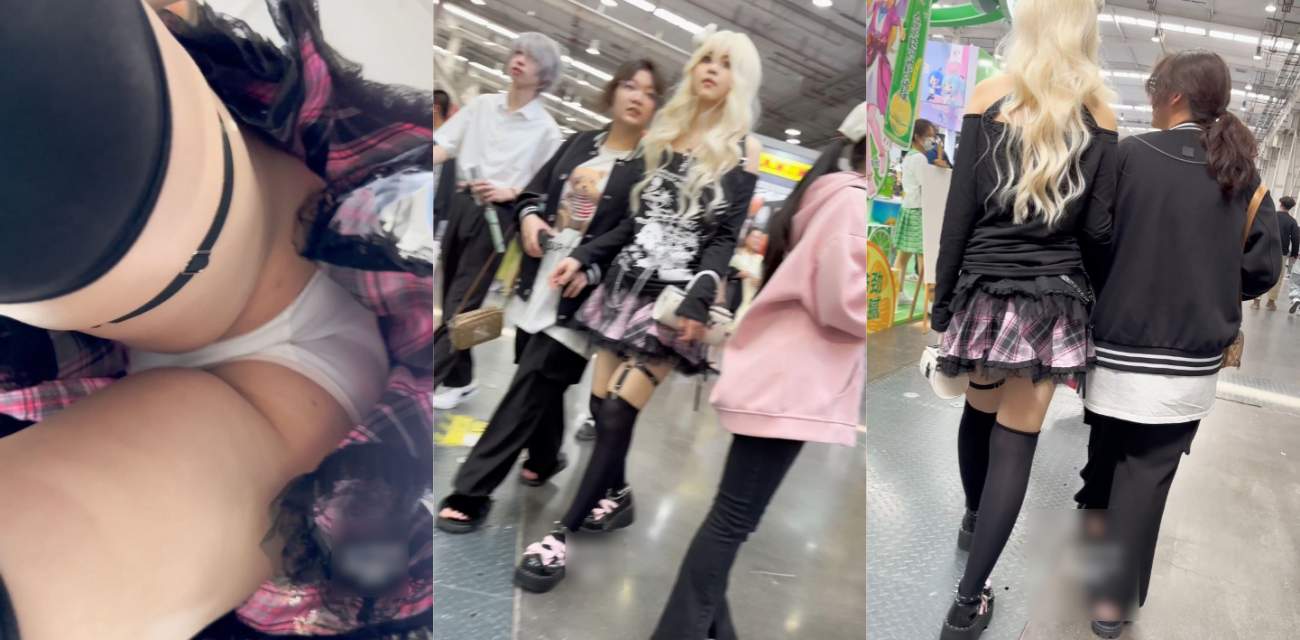 街头抄底偷拍！偷拍大神漫展偷拍 库洛米COSER 长相可爱甜美 白色窄内被屁股紧紧包裹！