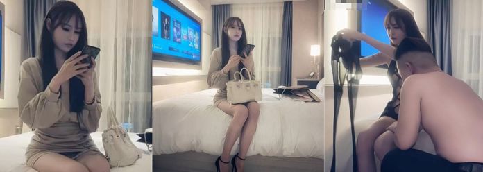 校花女神大长腿网红外围妹，身长胸大腿细，脱光衣服亮出性感诱惑纹身，干起来非常带劲