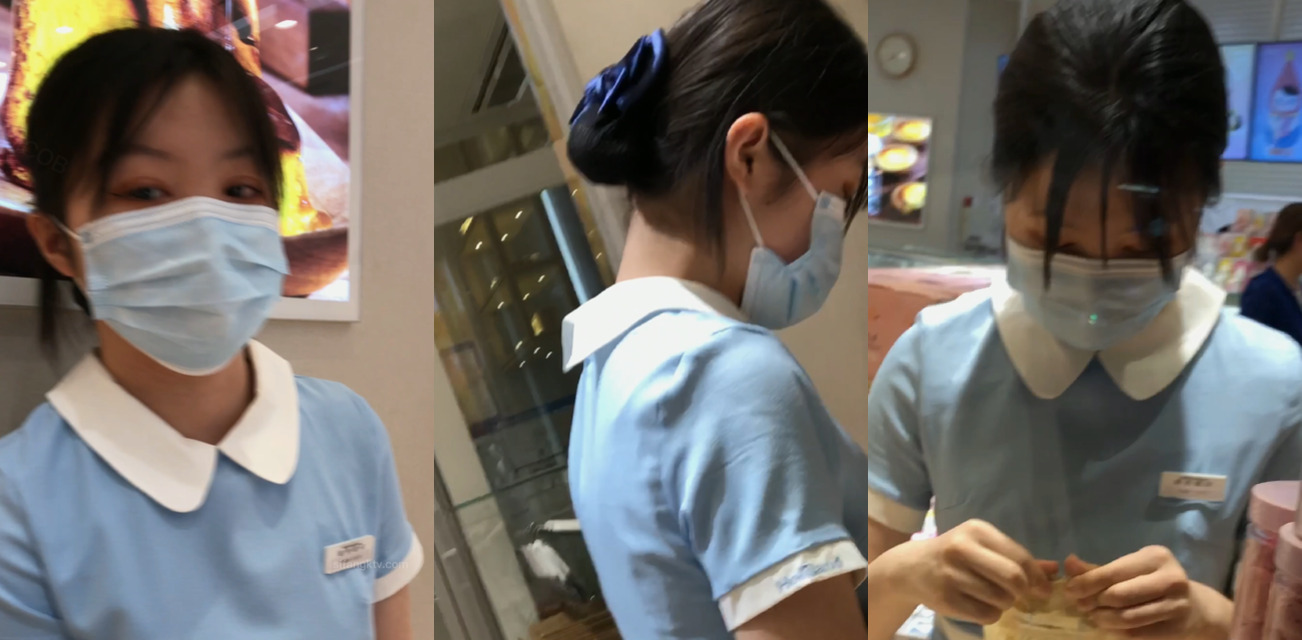 抄底偷拍 好利来蛋糕店 肉丝小姐姐！这是故意抠破的吗？性感小内内的漏出来了！