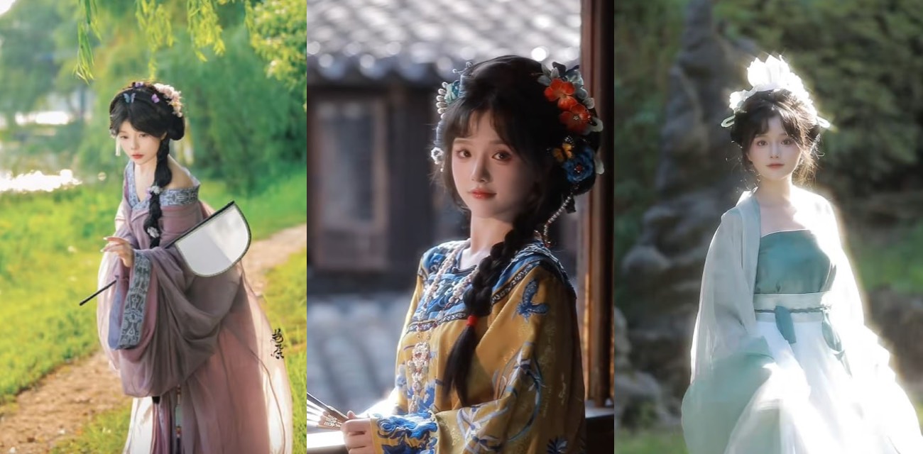 宋氏汉服美学 巨乳妹子扮演宋朝良家妇女被按在床上爆操白虎嫩穴！