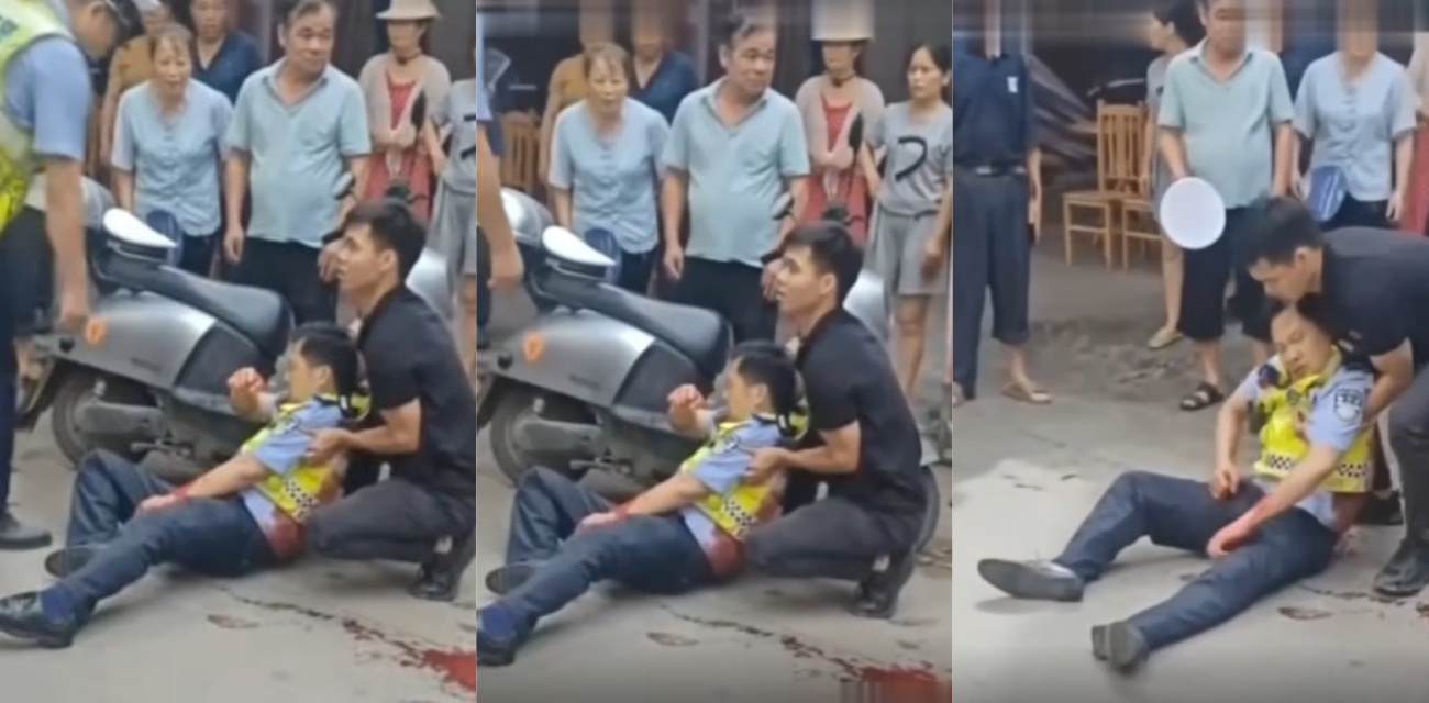广西玉林砍人狂魔 30岁男子当街发疯 持刀狂捅交警血溅街头 现场化身索命鬼！