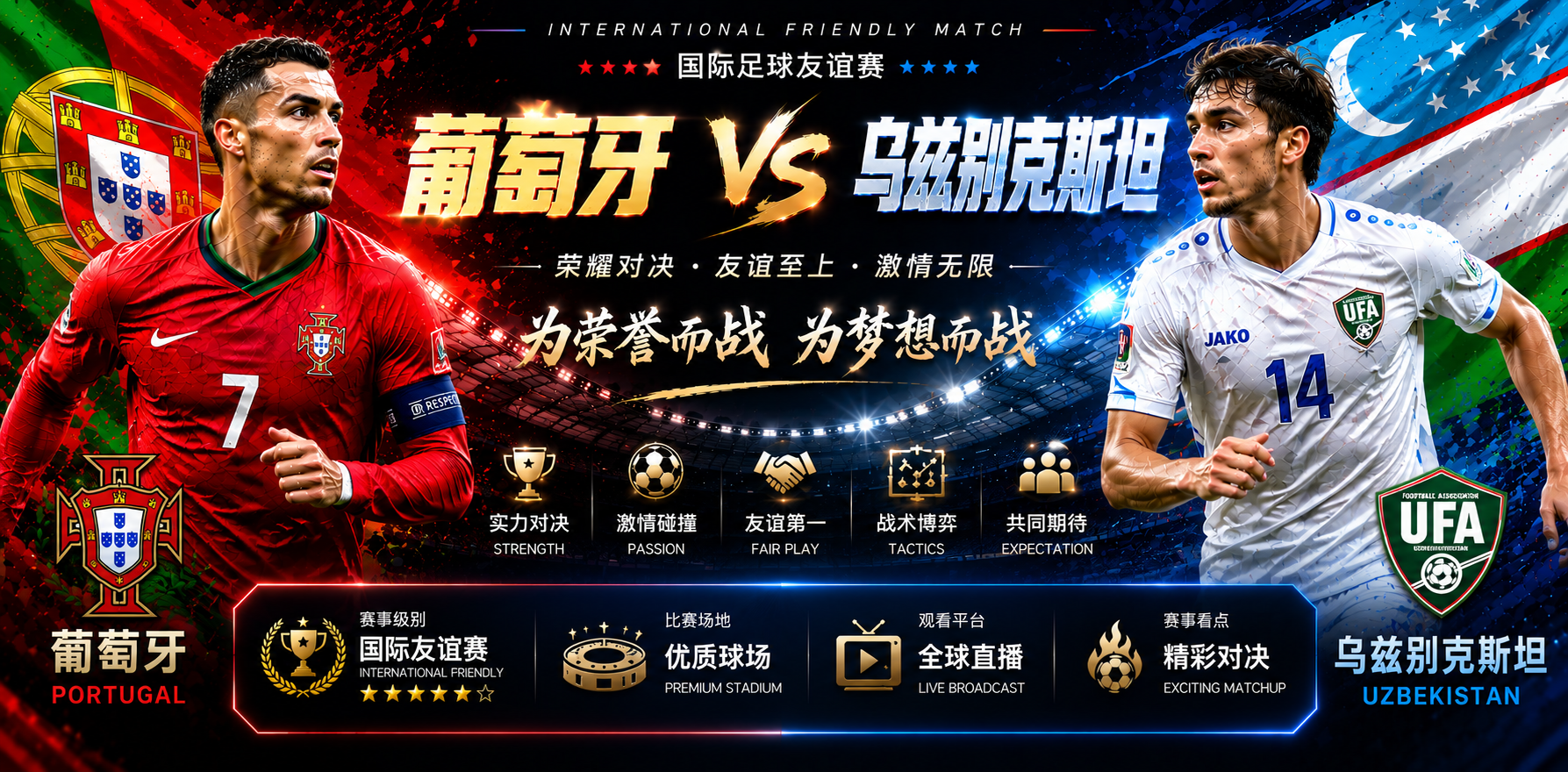 美加墨世界杯小组赛前瞻：葡萄牙迎战乌兹别克斯坦，五盾军团华丽攻势考验中亚白狼铁血韧性