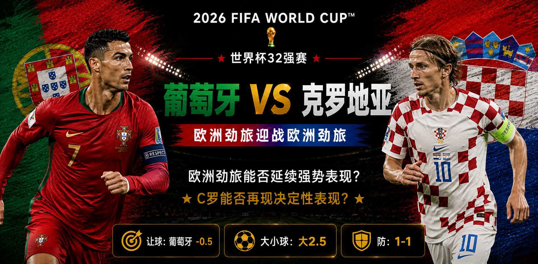 美加墨世界杯32强赛前瞻：葡萄牙迎战克罗地亚，两代中场大师迎来淘汰赛史诗级巅峰对决